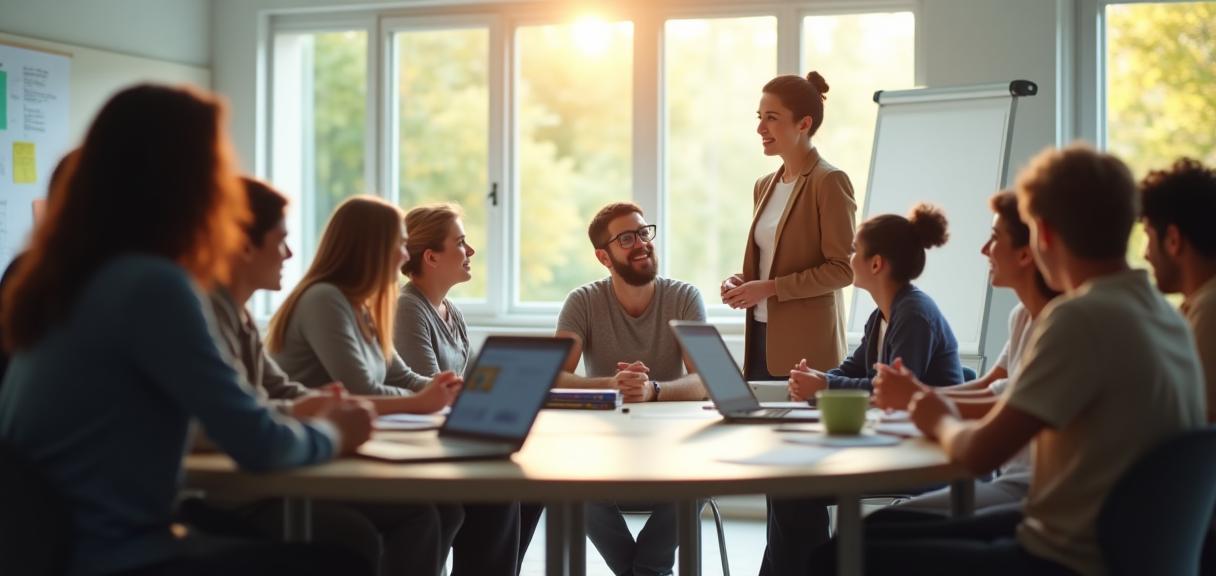 Groupe d'apprenants en classe de langue